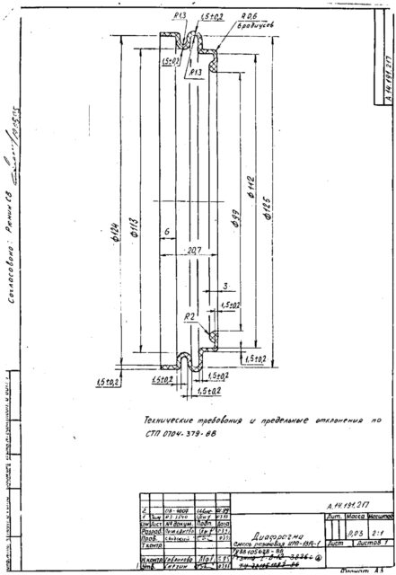 Диафрагма по чертежу А.14.191.217 / Смесь резиновая ИРП-1314 ТУ 38 105628-88