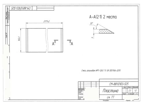 Пластина по чертежу СМ-881.0103-525